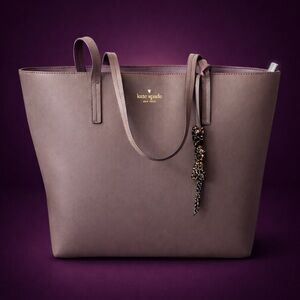 KATE SPADE New York Taupe Leather Large Tote Shoulder Bag Neutral